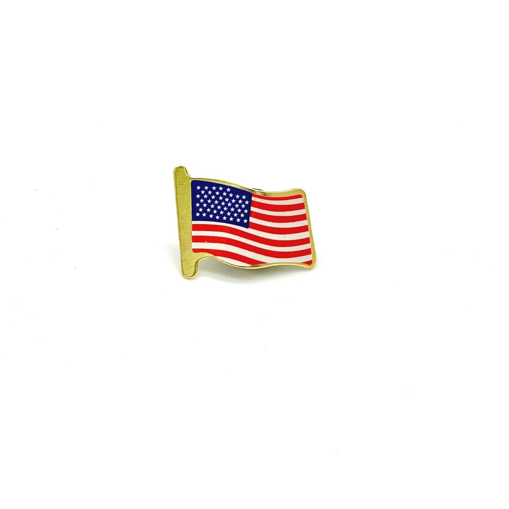 American Flag Lapel Pin‎ USA Patriotic Enamel Gold Tone Metal